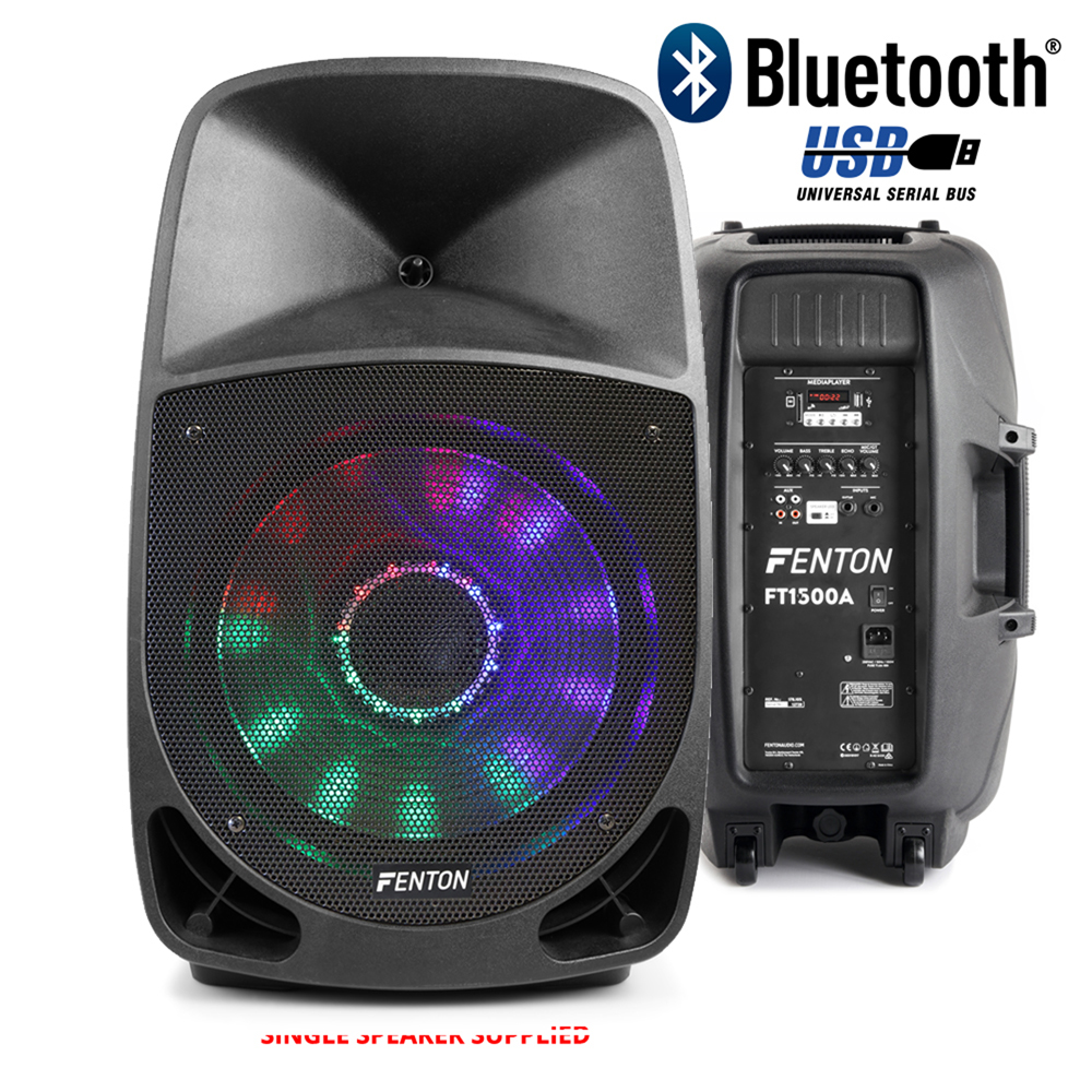 Active DJ Speaker PA Mobile Bluetooth Disco Karaoke Party System 12