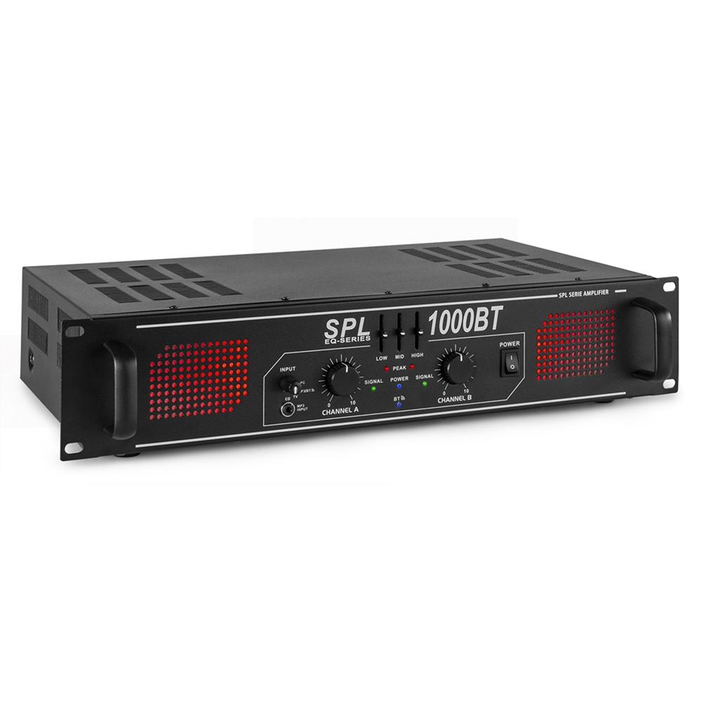 SPL1000BT Two Channel Power Amplifier Bluetooth Amp HiFi Home DJ