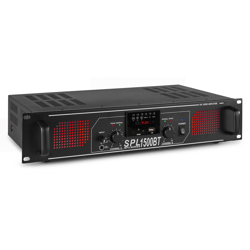 SPL1500BT Two Channel Power Amplifier Bluetooth Amp HiFi Home DJ