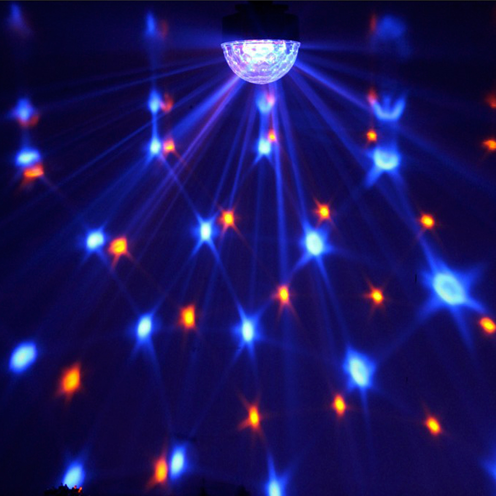 DISCO MIRROR BALL EFFECT Globe LED Beam Light Home Party 6 Colour Sound