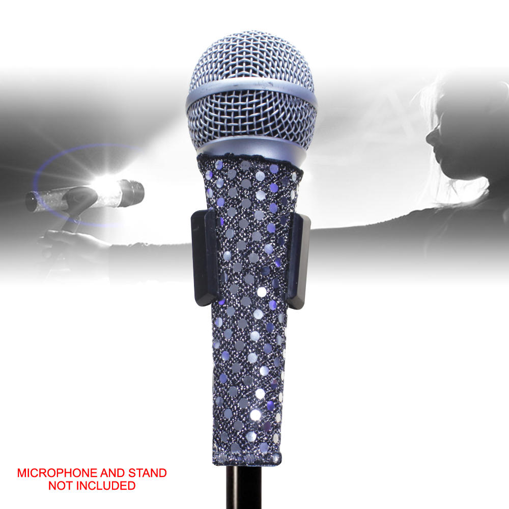 Corded Microphone Sleeve Silver Sensation Bling Slipon Mic Skin Cover