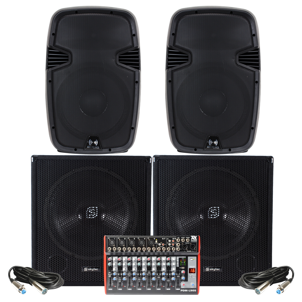 2400W Live Band Speaker PA System Active 12" Tops 15" Subwoofers Music