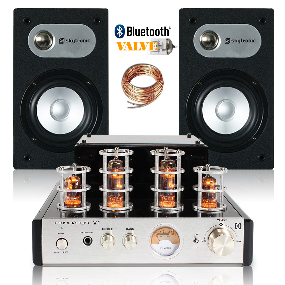 Home HiFi Stereo Speakers and Amplifier System Retro Valve Tube Amp