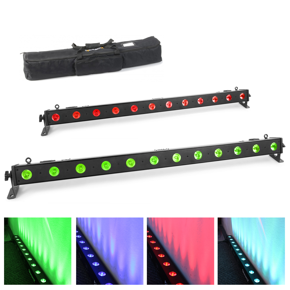 2x LED Bar 1M Uplighter Wash Strip Light DMX RGBW Colour Display Lighting + Bag