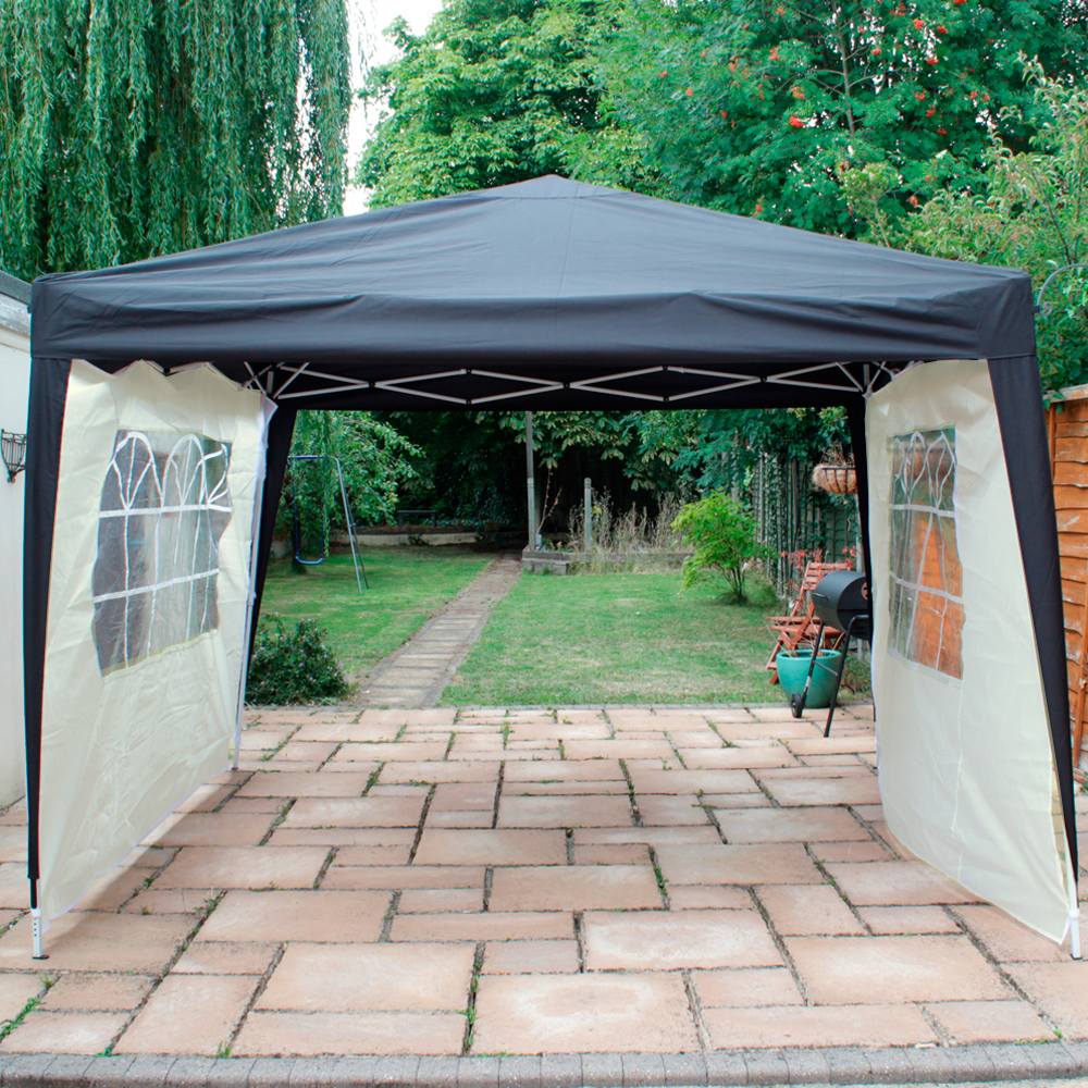 CanoUp 3x3 Heavy Duty Pop Up Gazebo Party Tent Waterproof Black w