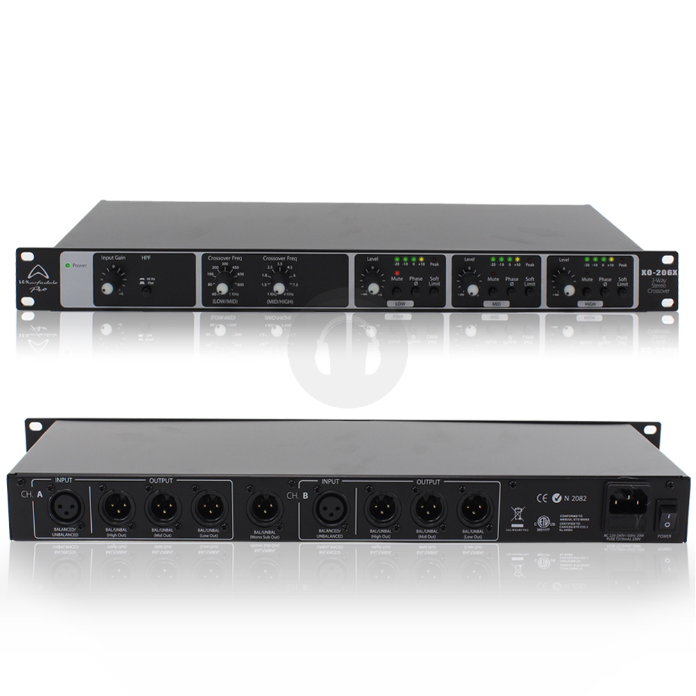 Wharfedale XO206X 3Way Active Crossover 19" 1U Rack Mountable DJ Disco