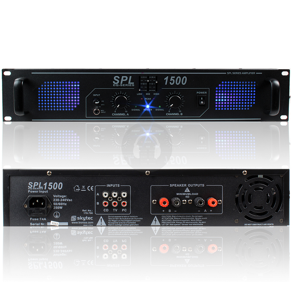 Skytec SPL Series PA DJ Disco Power Amplifier Amp 2x200W - 2x500W - Picture 6 of 7