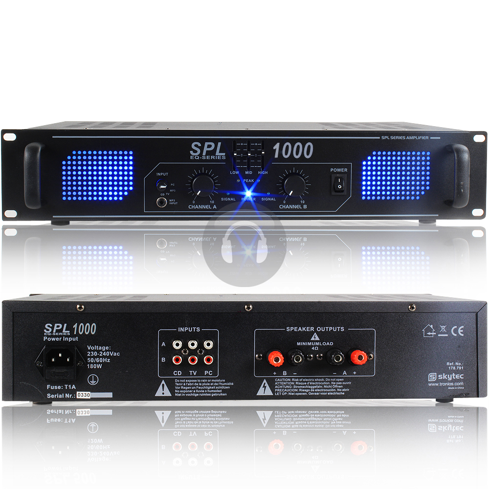 Skytec SPL Series PA DJ Disco Power Amplifier Amp 2x200W - 2x500W - Picture 5 of 7