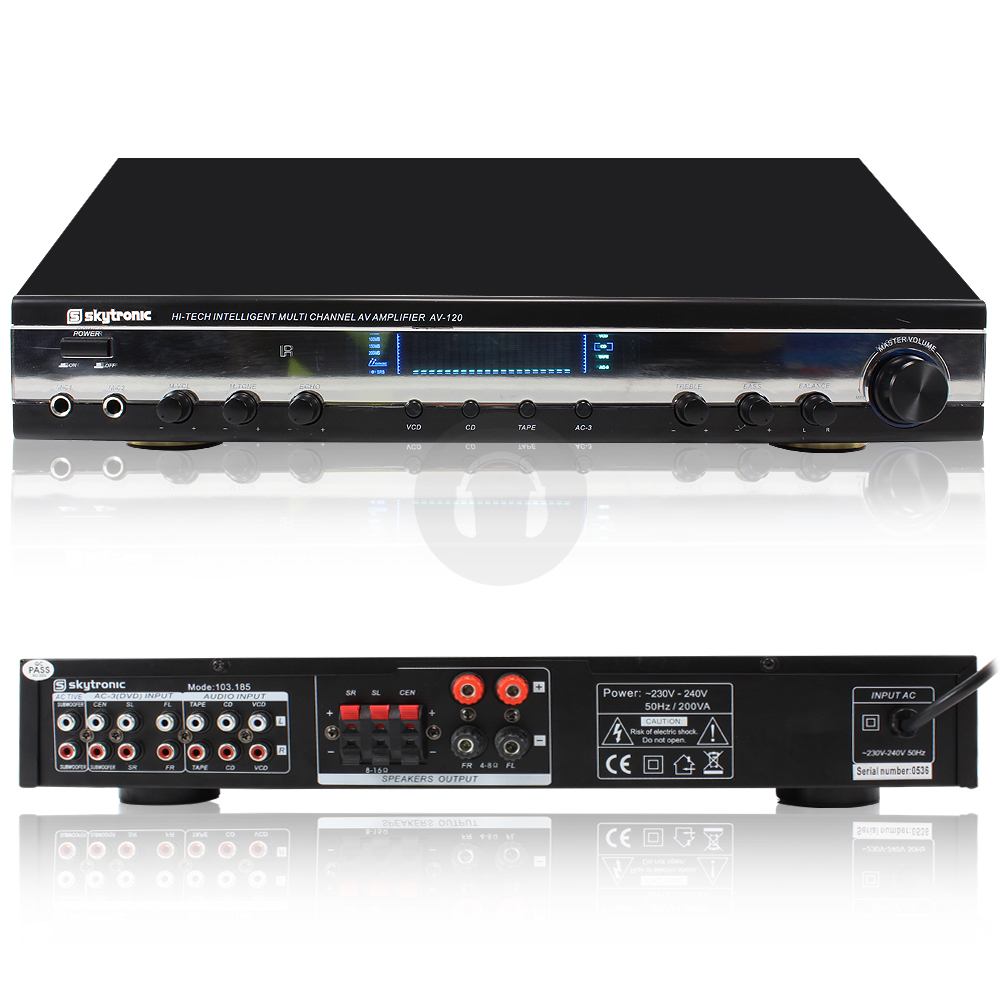 Skytronic Karaoke Amplifier Hifi Home Audio Mic Input Echo MP3 DVD Hi