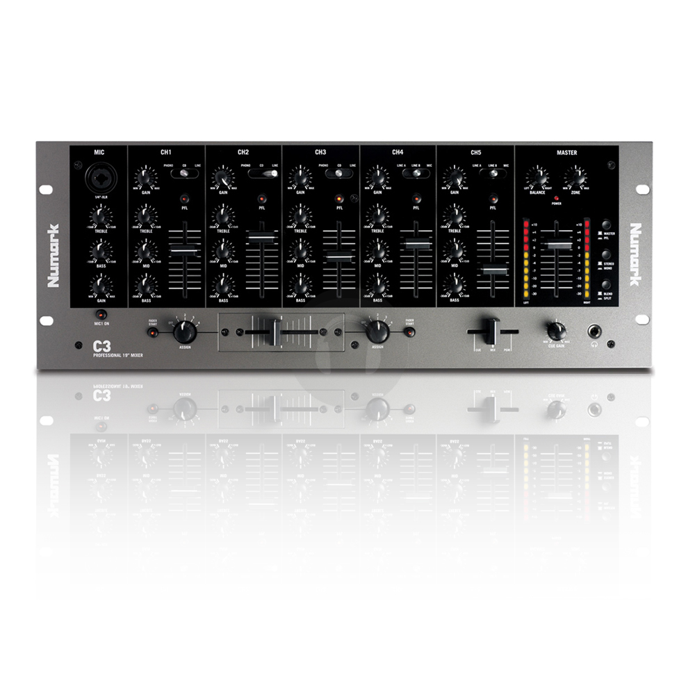 New Numark C3 5 Channel 19" Rack Mount DJ Disco Mixer Crossfader Mic