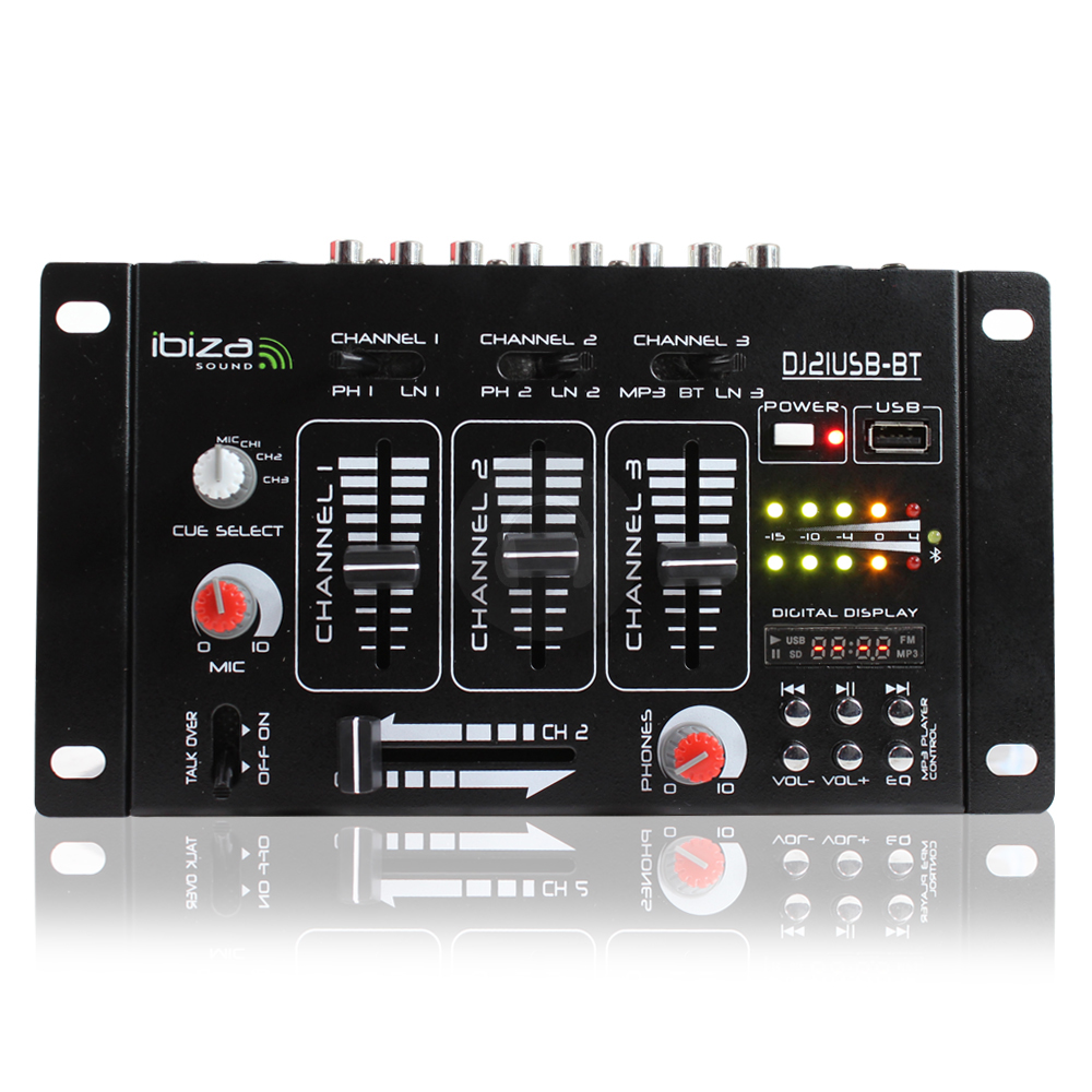 4 Channel DJ Mixer Studio Recording Bluetooth USB MP3 Karaoke
