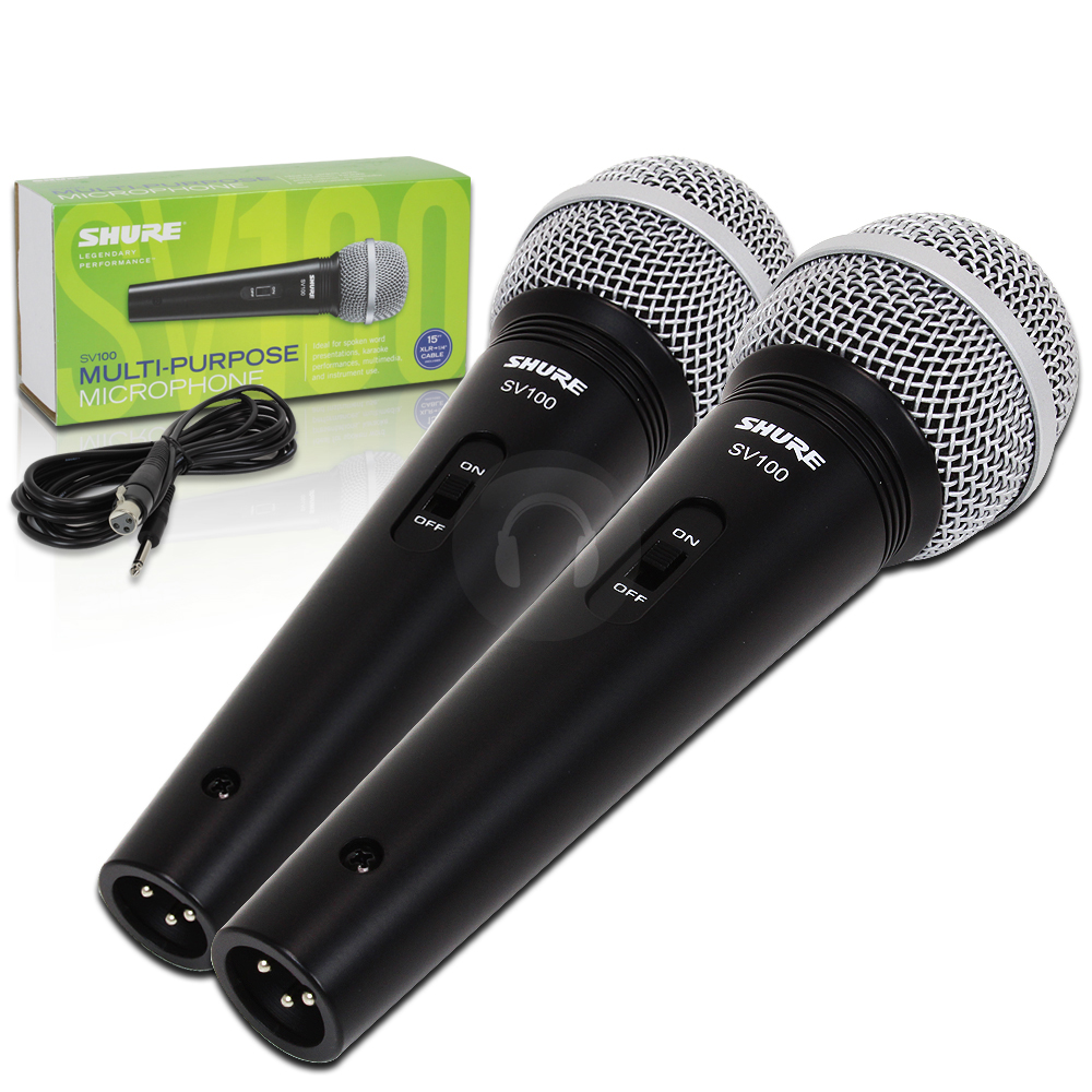 2x Shure SV100 Dynamic Microphone DJ Karaoke Live PA Stage Performance