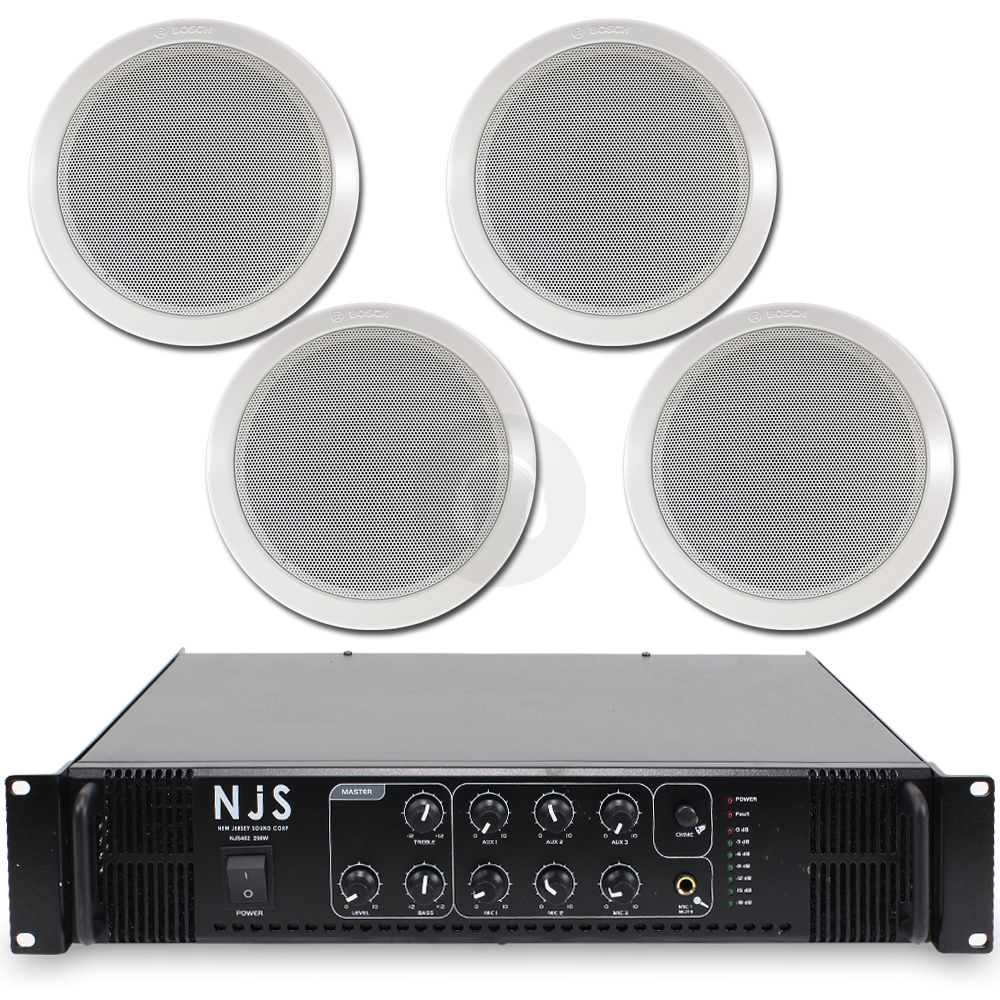 4x Bosch Ceiling Background Music Speakers + 100V Line Shop PA