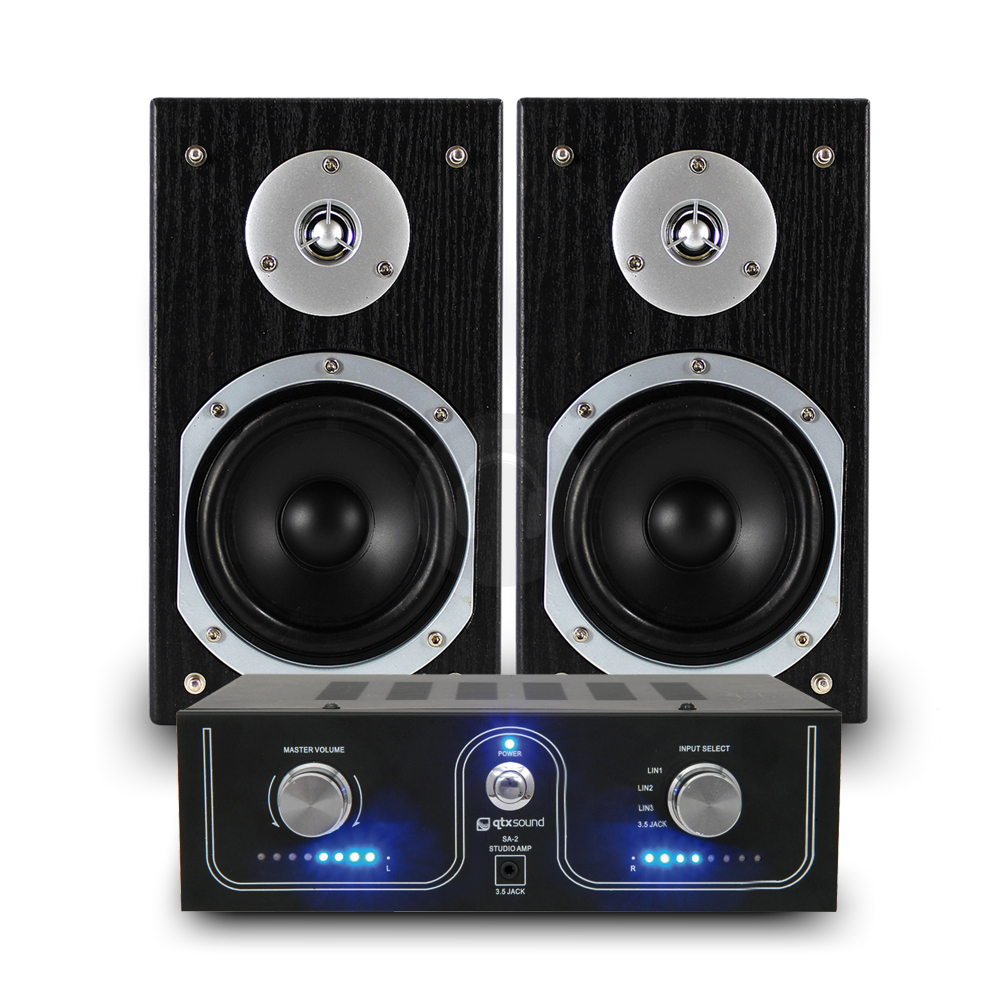 Cheap Skytronic 5 Inch Bookshelf Speakers + QTX Sound Amplifier 140W eBay