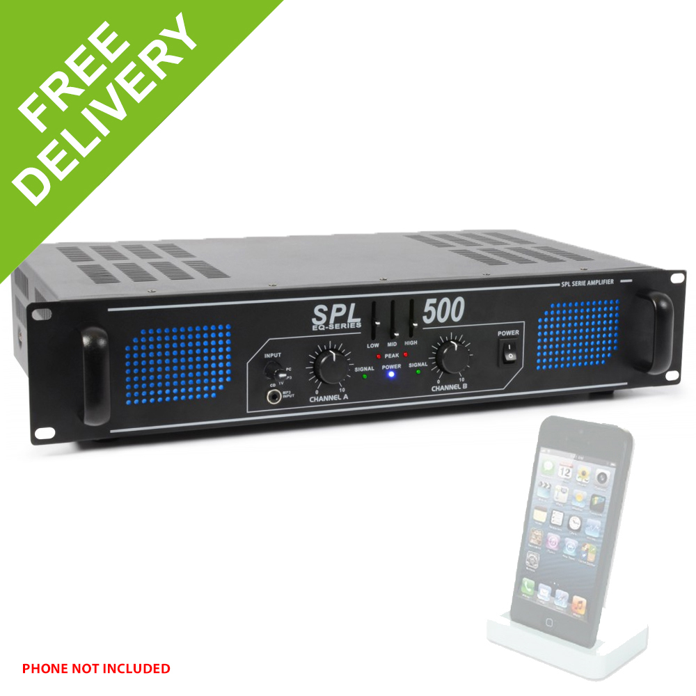 SPL 500W Power Amplifier EQ Aux Home Audio HiFi Stereo DJ Disco