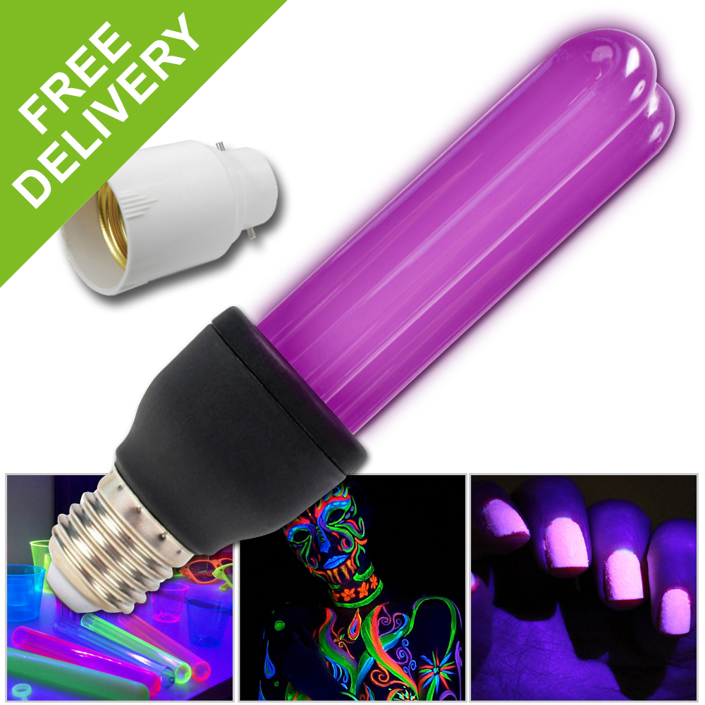 Beamz UV Ultraviolet Glowing Bulb Black Light Effect Lamp E27 25W Party