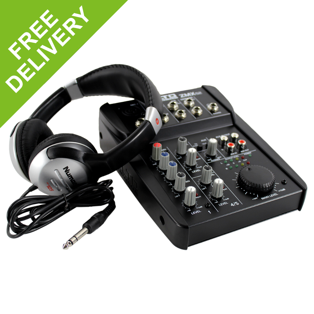 Alto ZMX52 5 Channel Live PA Mixer + HF125 Studio Headband Headphones