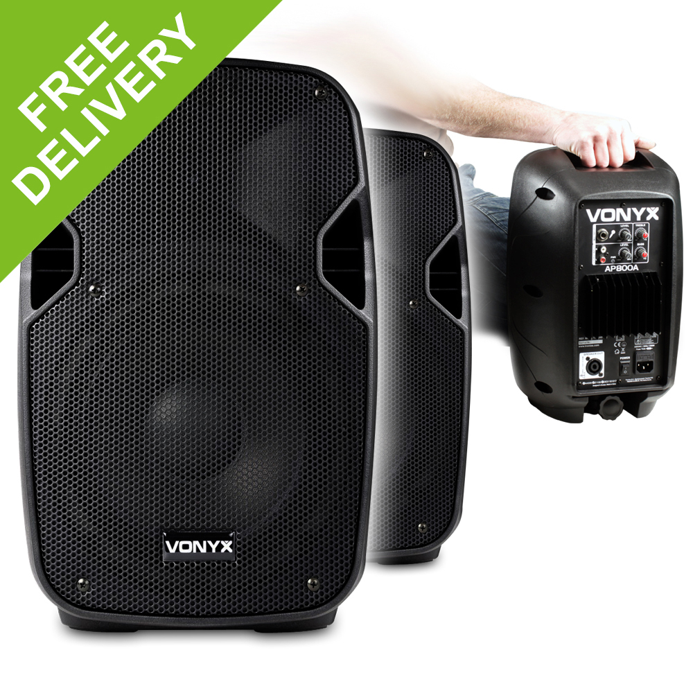 Pair Vonyx AP800A 8" HiEnd Active Powered PA Studio DJ Powerful Speakers 400W eBay