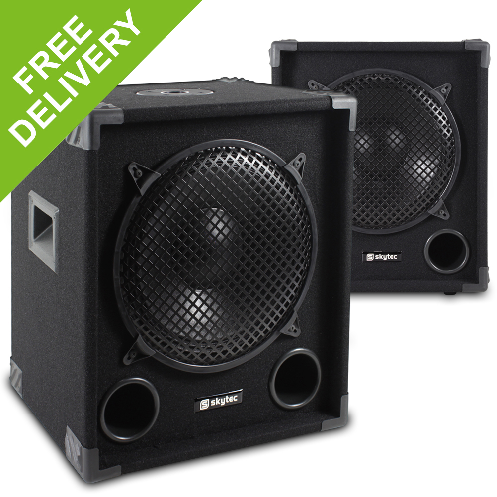 Mega Bass Bins1600W Skytec 12" Sub woofer Bass Speakers DJ Disco PA