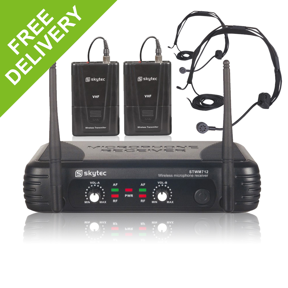 2 Channel VHF Wireless Radio Headset Fitness Dance Aerobics Microphone