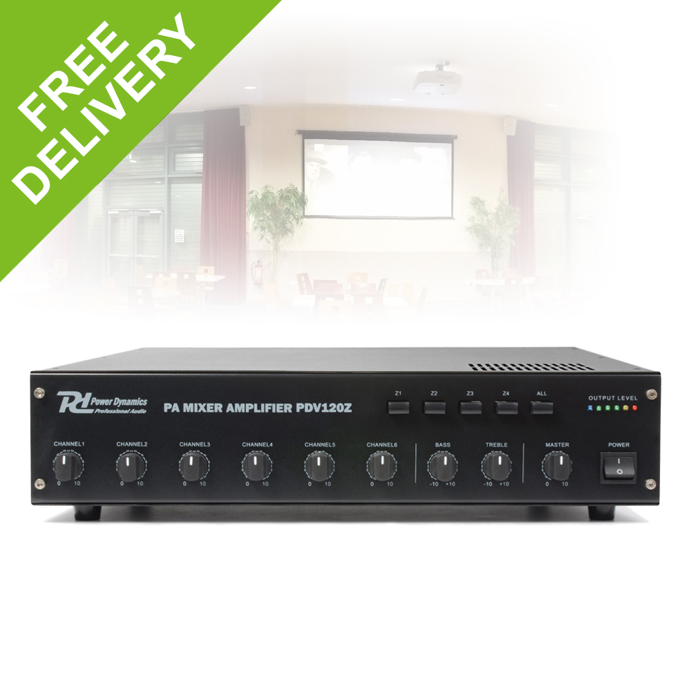 120W MultiZone 4 Zone Mixer Amplifier 70V 100V Line 48 Ohm 6 Channel