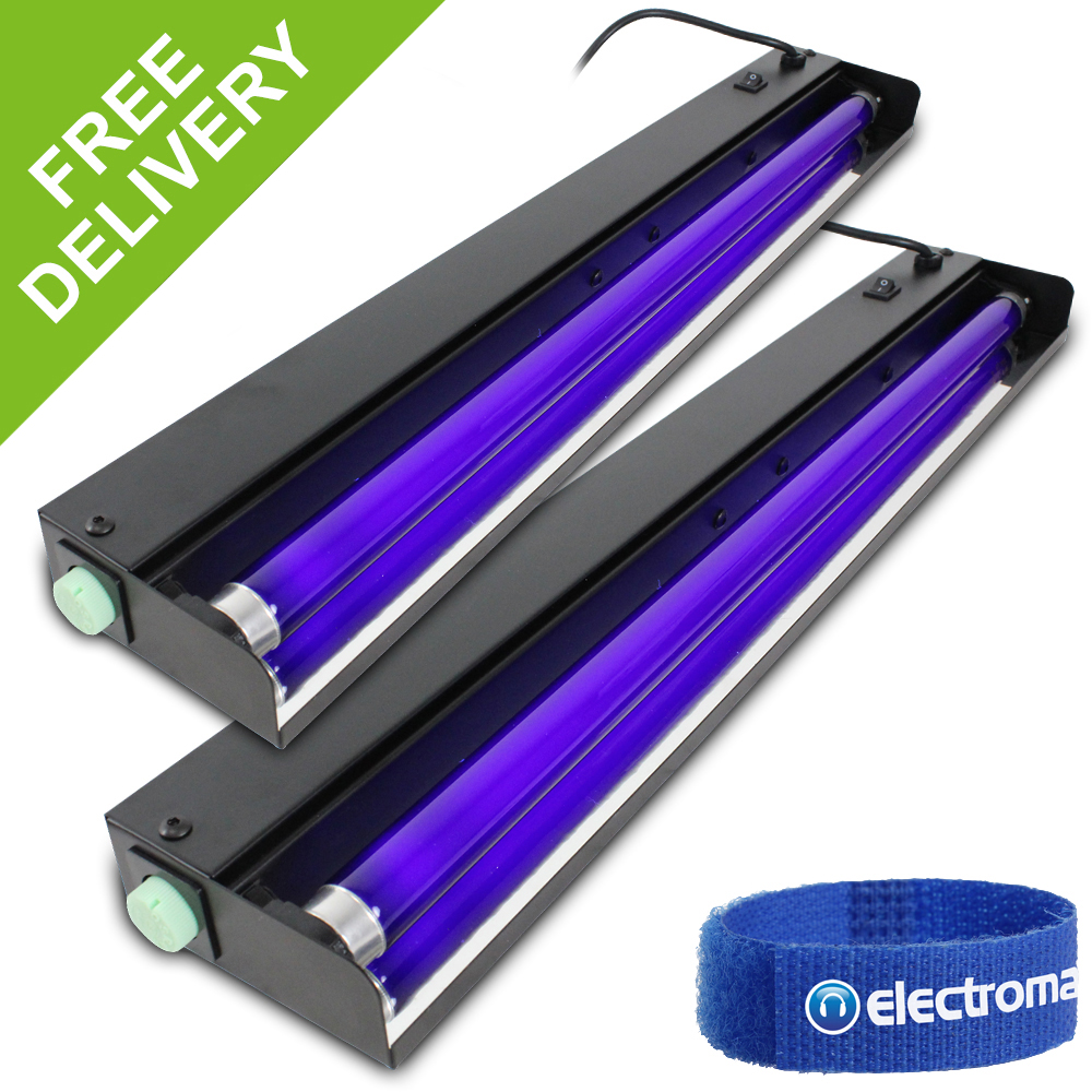 2x Black Light Boxes UV Strip Tubes Lights Disco Party Lighting Package