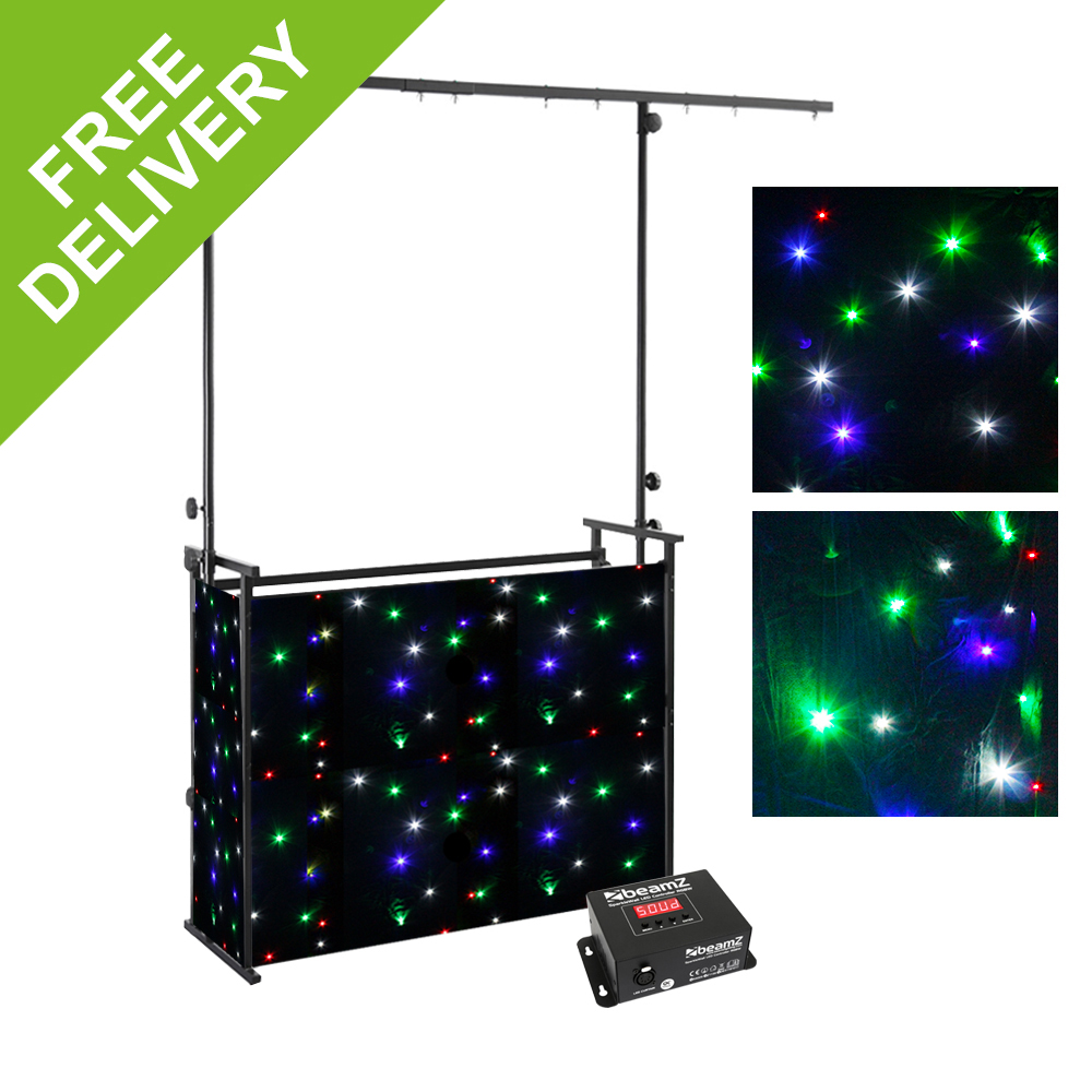 LED Starcloth DJ Disco Booth 1.2x2m RGBW DMX Control + Deck Stand