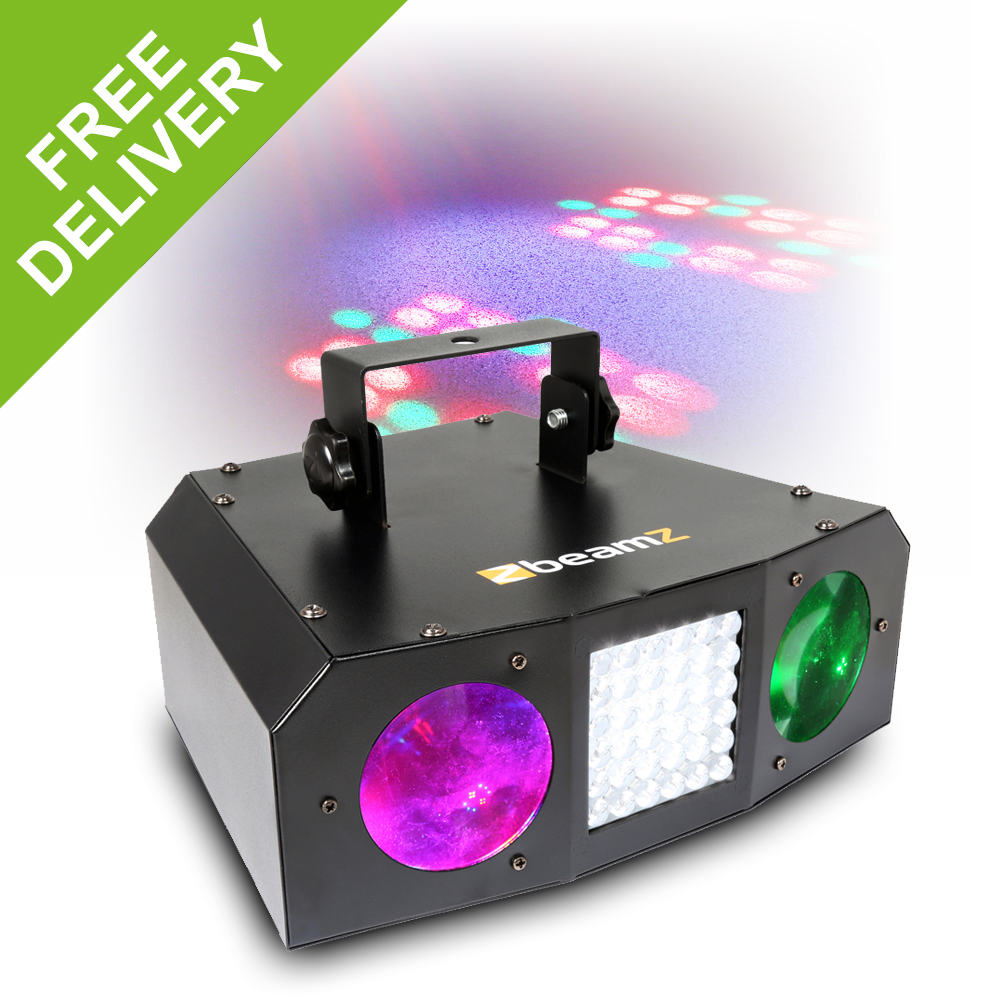 Beamz Twin LED Moonflower Strobe Light Music Controlled DJ Lighting