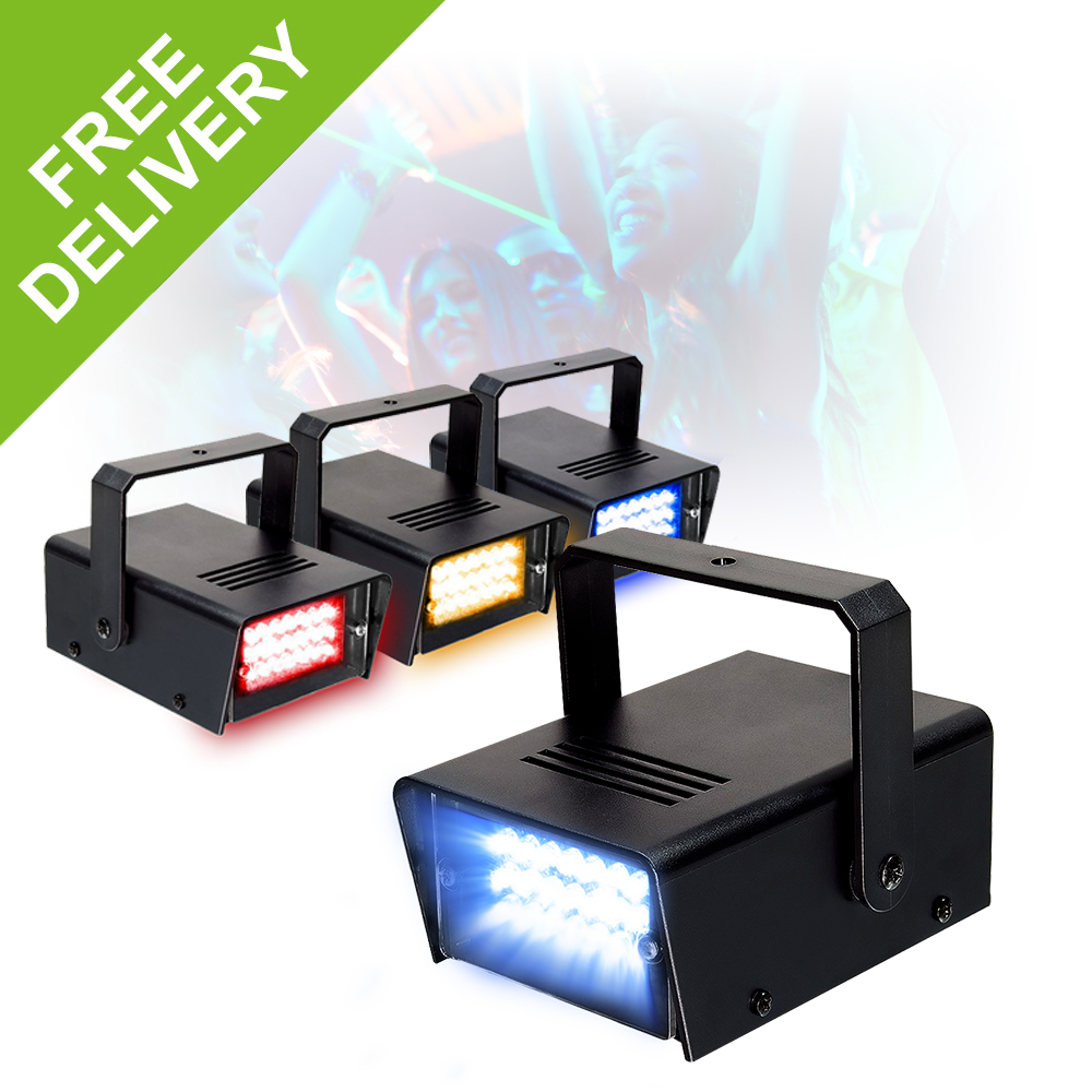 Beamz Multi Colour Strobe Set 4 Lights RYBW Mobile DJ Rave Light Party Lighting eBay