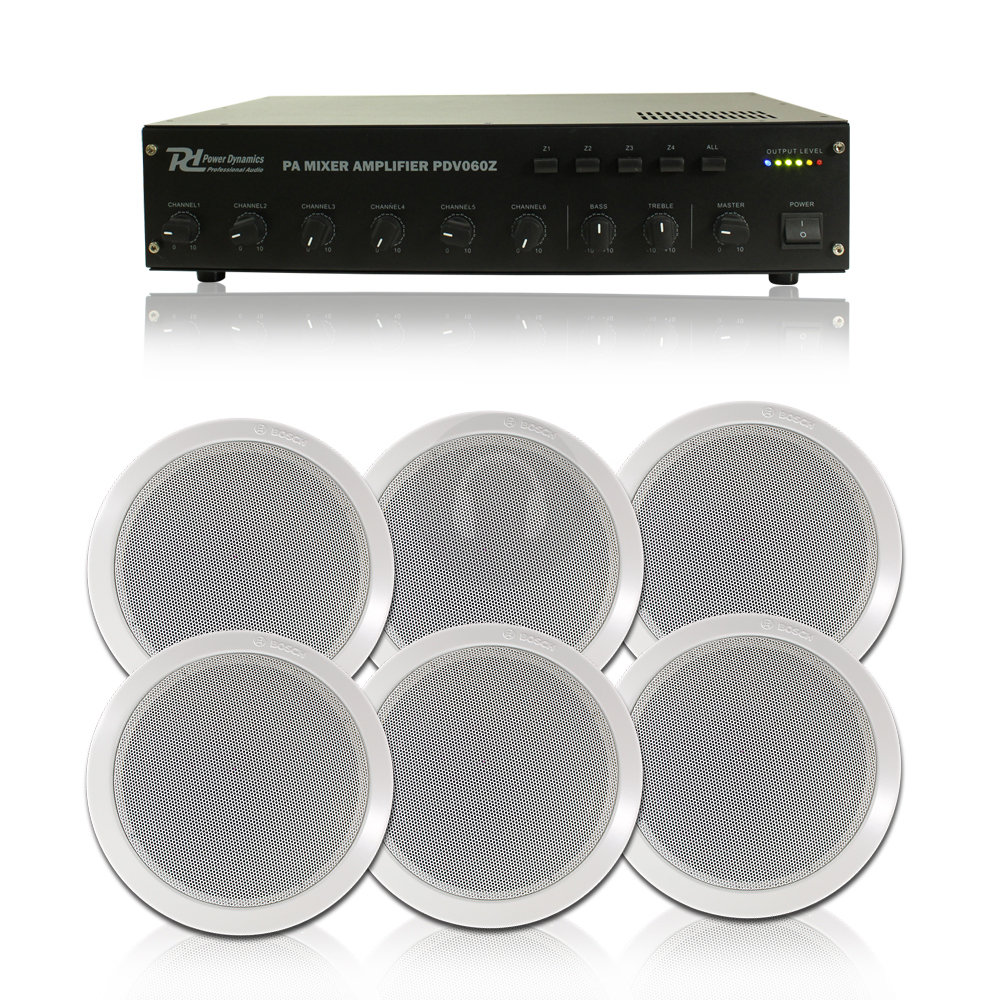 6x Bosch Ceiling Speakers + 100v Line Amp 60W + Cables UK Stock eBay