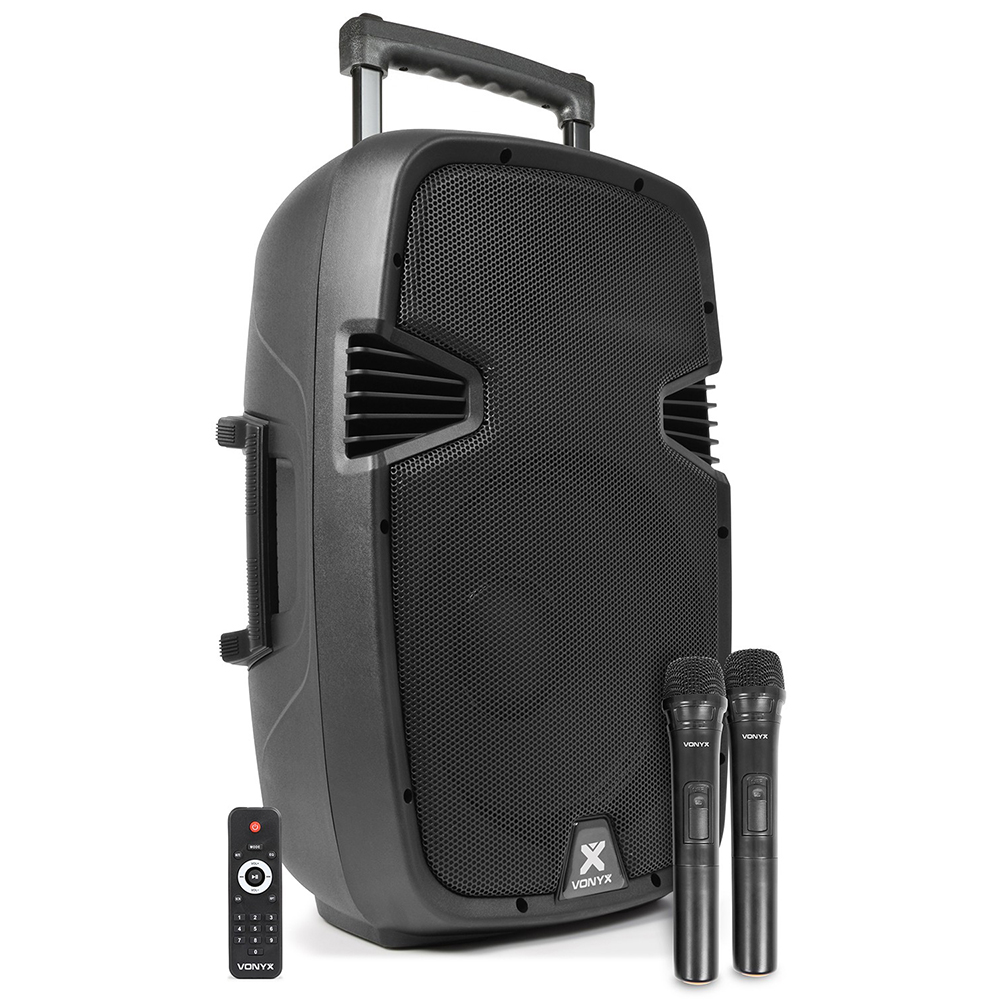 Vonyx SPJ-PA912 Portable PA System with Bluetooth + Wireless Mics