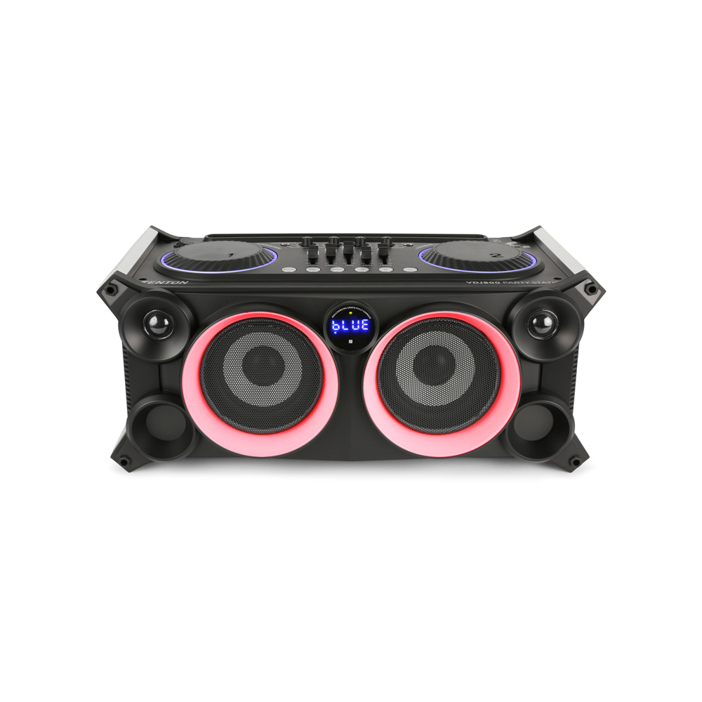 Portable Stereo BoomBox DJ Speaker Mixer Bluetooth USB Dock LED Lights