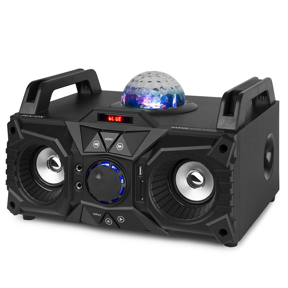 Karaoke Machine Party Speaker with Bluetooth Disco LED Lights and Microphone KAR eBay
