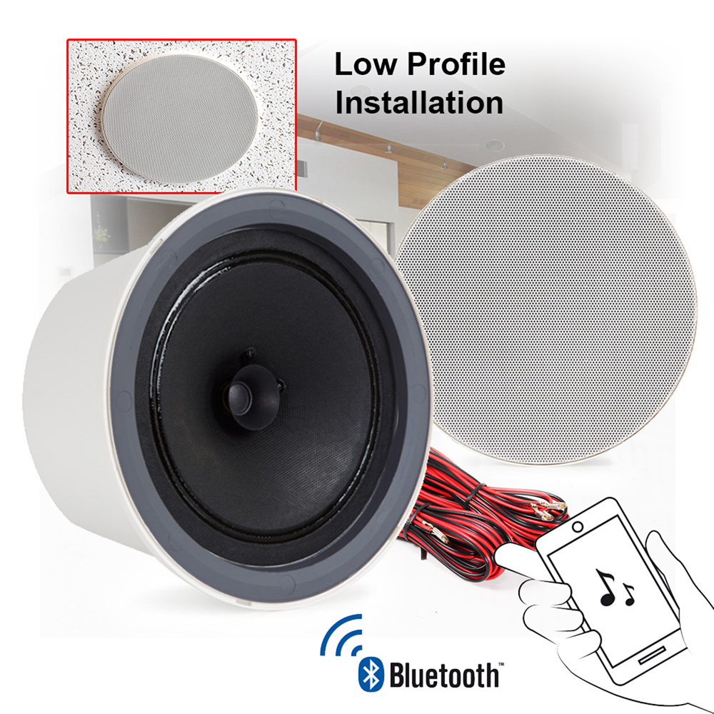 Bluetooth In Ceiling Speakers Pair 6 5 Amplified Low Profile
