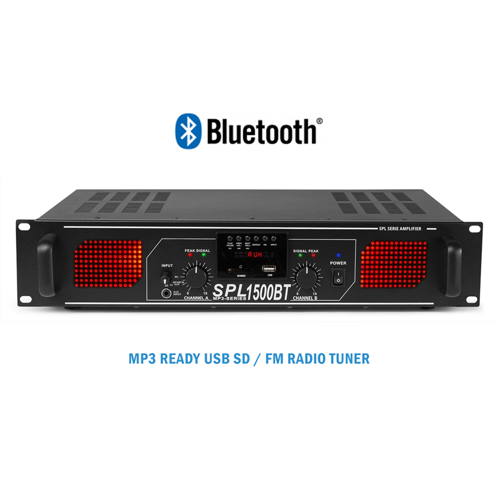 2X SKYTEC 12" DJ Speakers MP3 Bluetooth Amp Mixer Party PA System