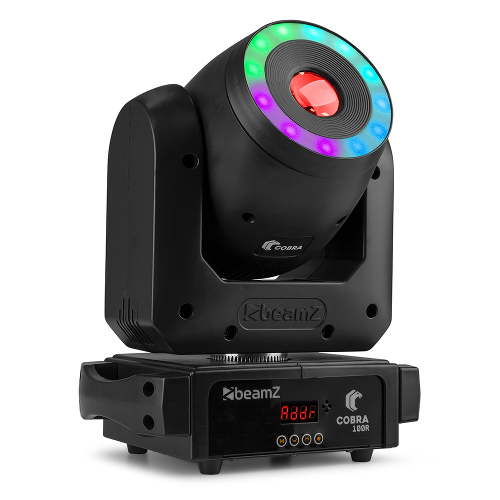 BeamZ Cobra 100R Moving Head Spot with LED Ring - 100W