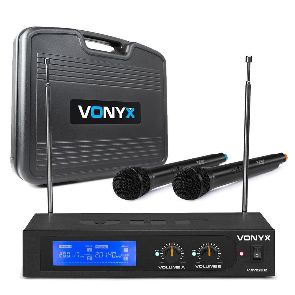 Vonyx WM522 Wireless Handheld Microphone System, VHF 2Channel