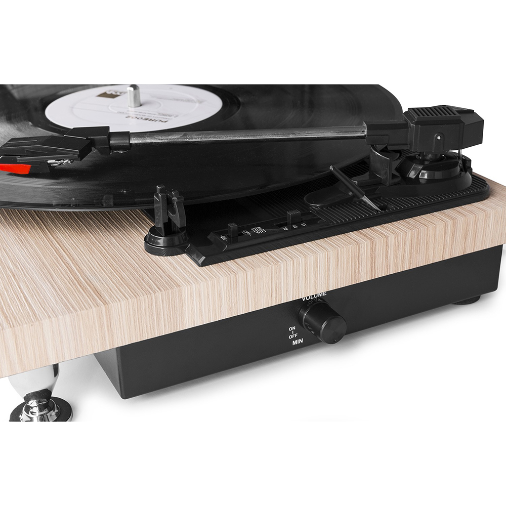Vinyl Turntable Record Player Speakers AUX 3 Speed Light Wood Style eBay