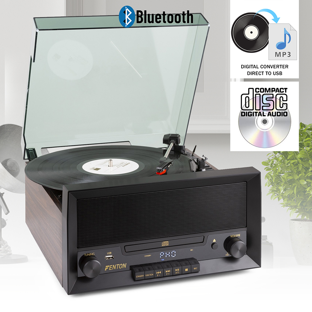 record player with cd and speakers