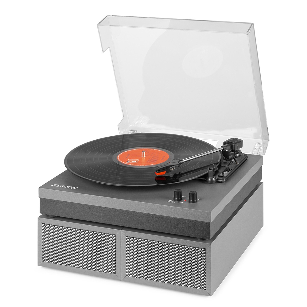 Fenton RP165 Bluetooth Record Players with Speakers - Aluminium Finish