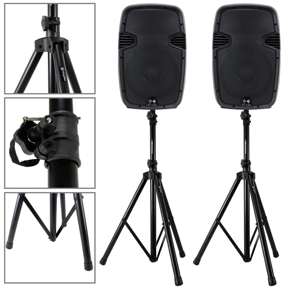 2x Ekho 12" Active PA Speakers Disco DJ System + 2x Stands Karaoke