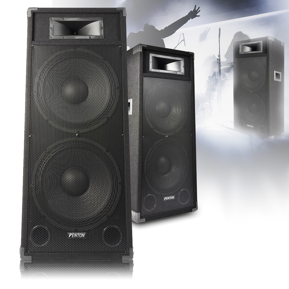 Pair Dual 15" Active Powered DJ Speakers Disco Party System Skytec