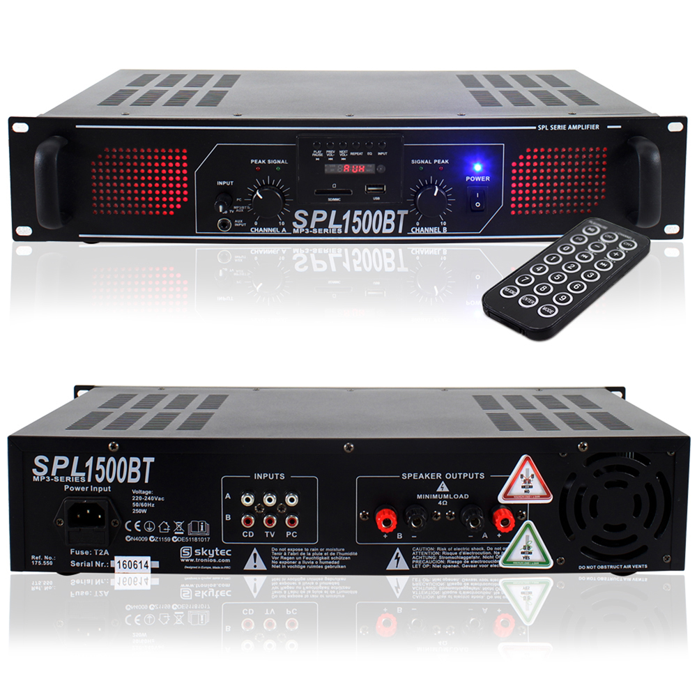 Skytec 175.550 Bluetooth Audio DJ Power Amplifier 1500 Watt