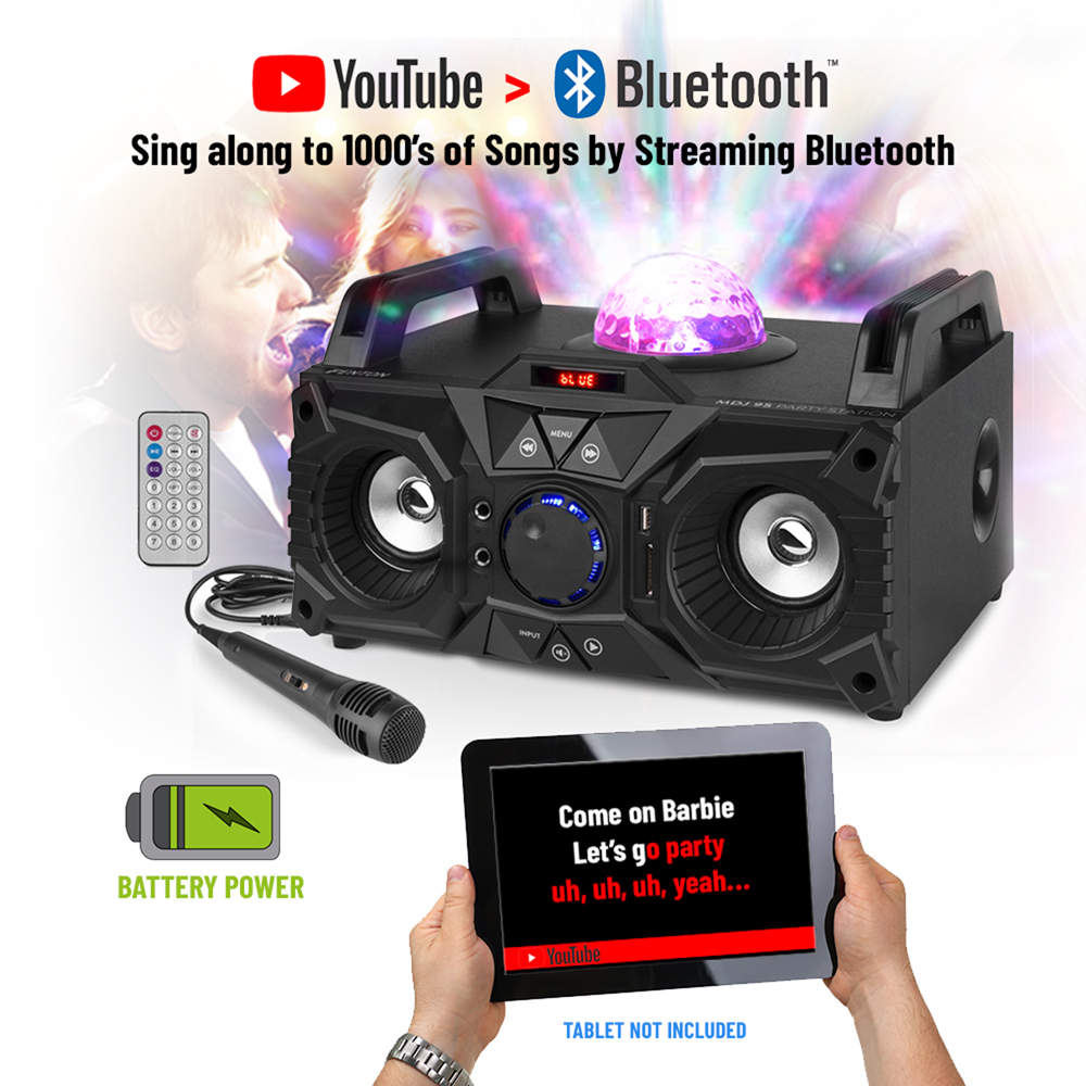 Karaoke Machine Party Speaker with Bluetooth Disco LED Lights and