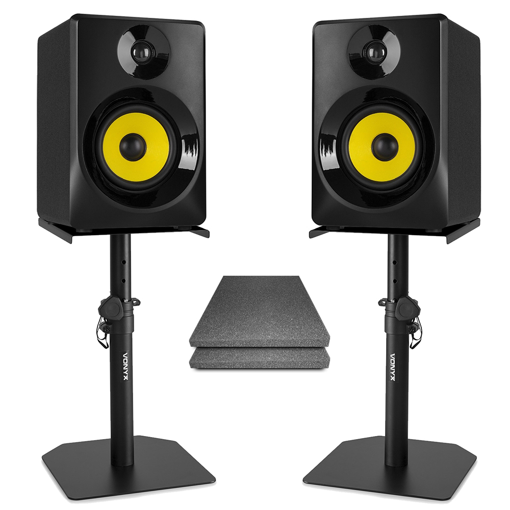 Vonyx SMN50B Active Studio Monitors Pair with Desktop Stands