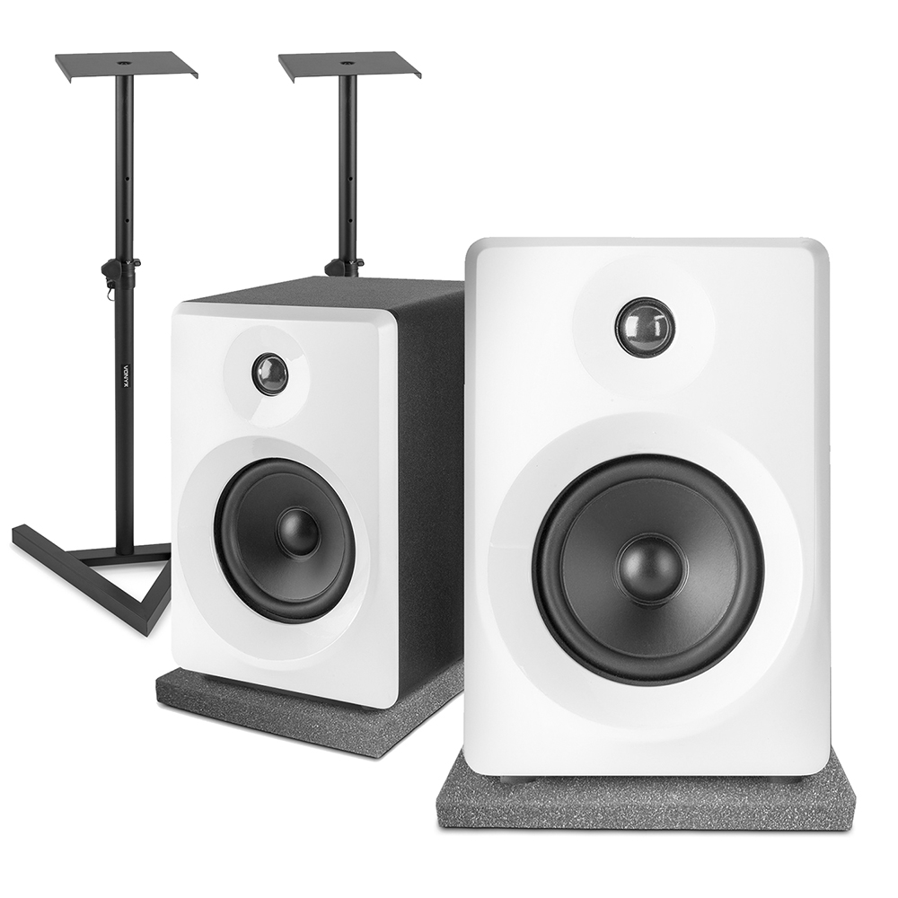 Vonyx SMN50W Active Studio Monitors Pair with Monitor Stands