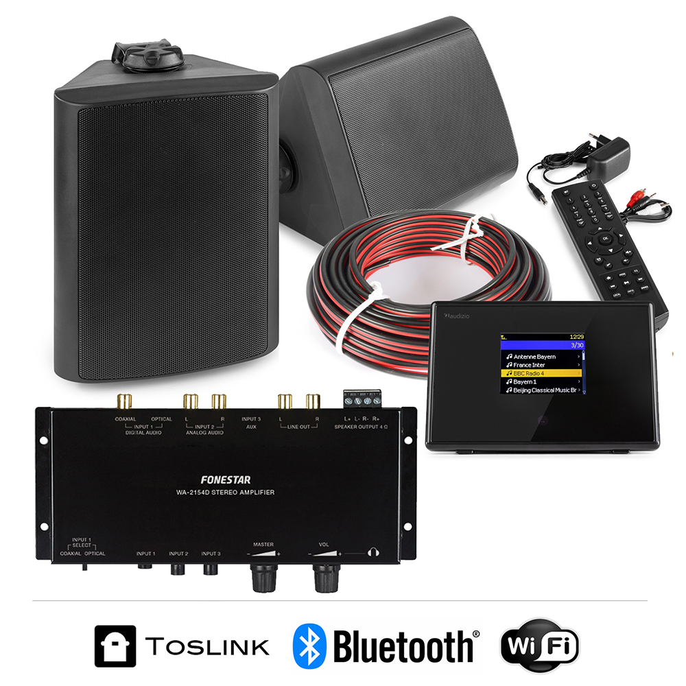 BGO50 WALL SPEAKERS, Bluetooth WiFi Radio & Amplifier, Home