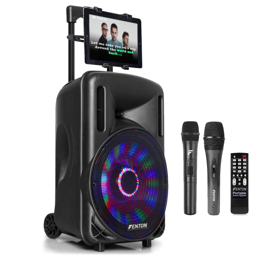 Portable Speaker System with Mics & Tablet Mount Fenton FT10LED