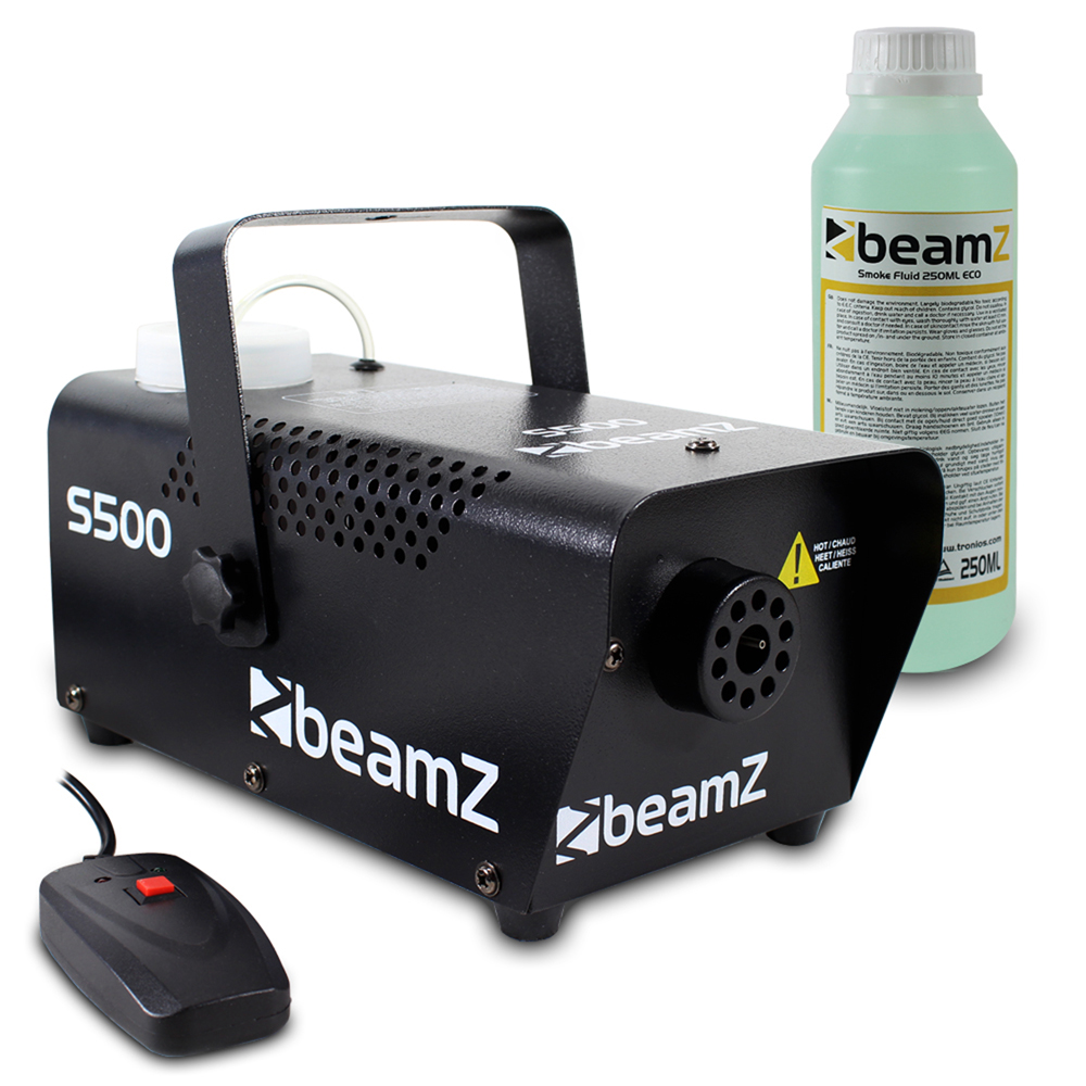 Beamz S500 Smoke Machine + Green Fog Juice Fluid 250ml Disco Party DJ