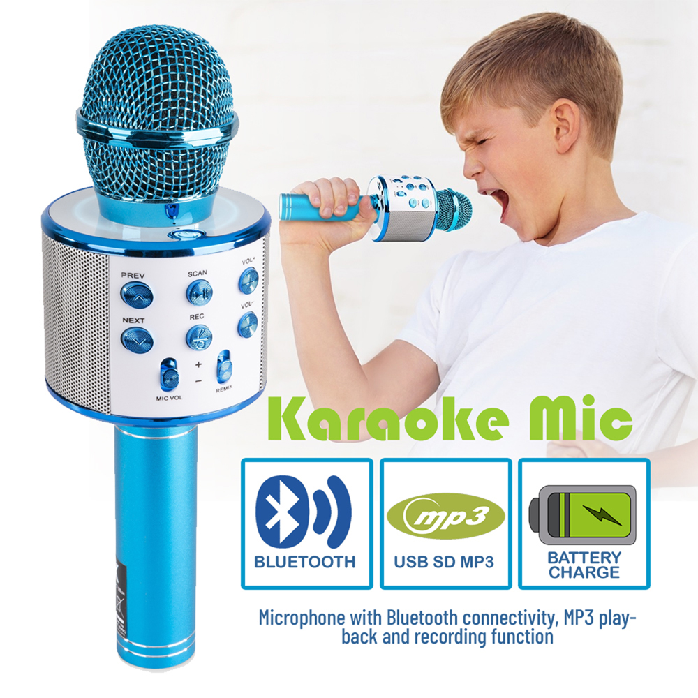 Wireless Karaoke Microphones Handheld Battery Powered Bluetooth MP3